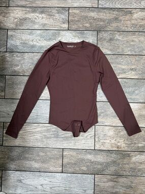 Abercrombie & Fitch Long Sleeve Bodysuit in brown